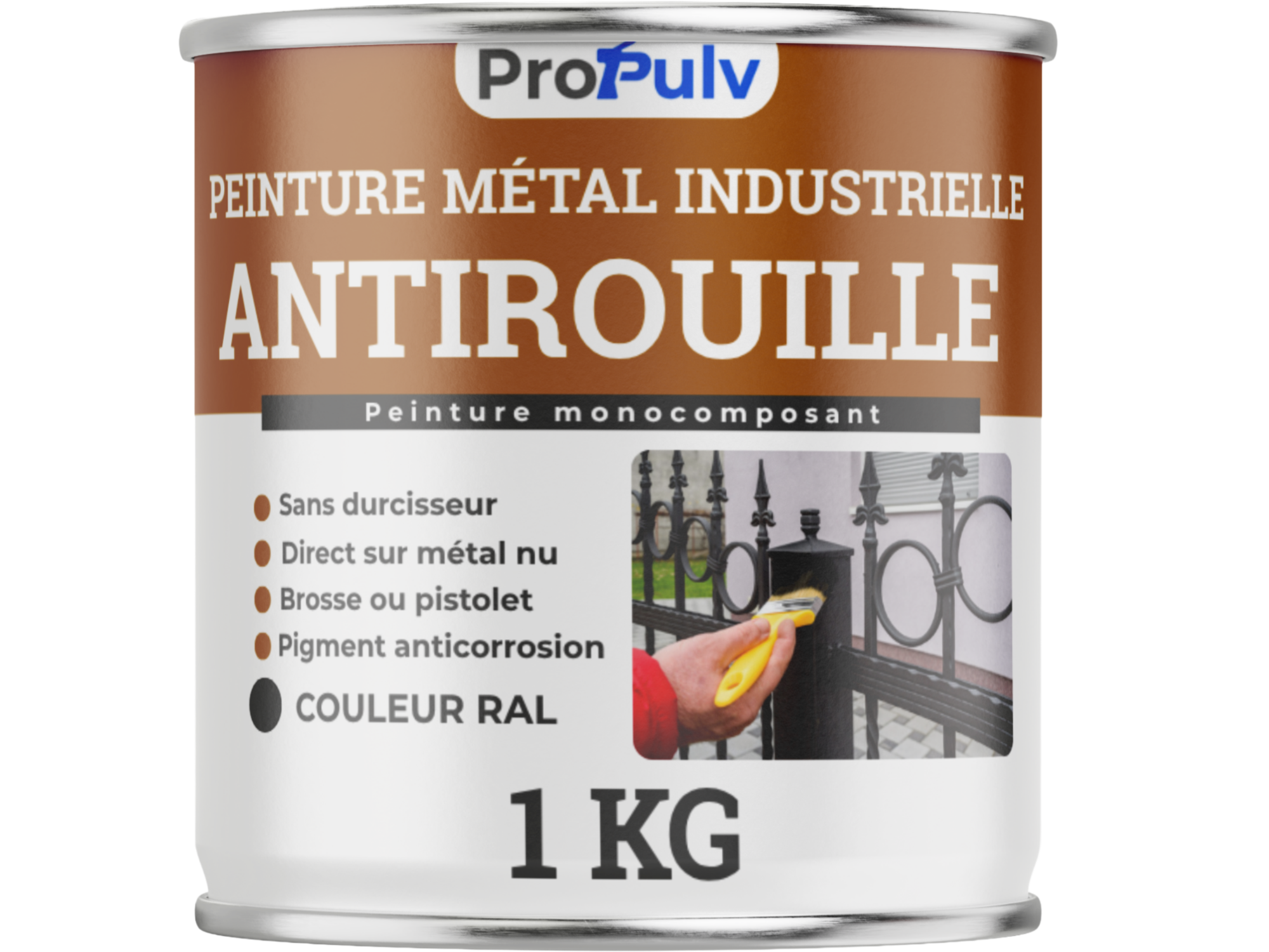 Peinture métal antirouille monocouche synthétique ProPulv 1 kg