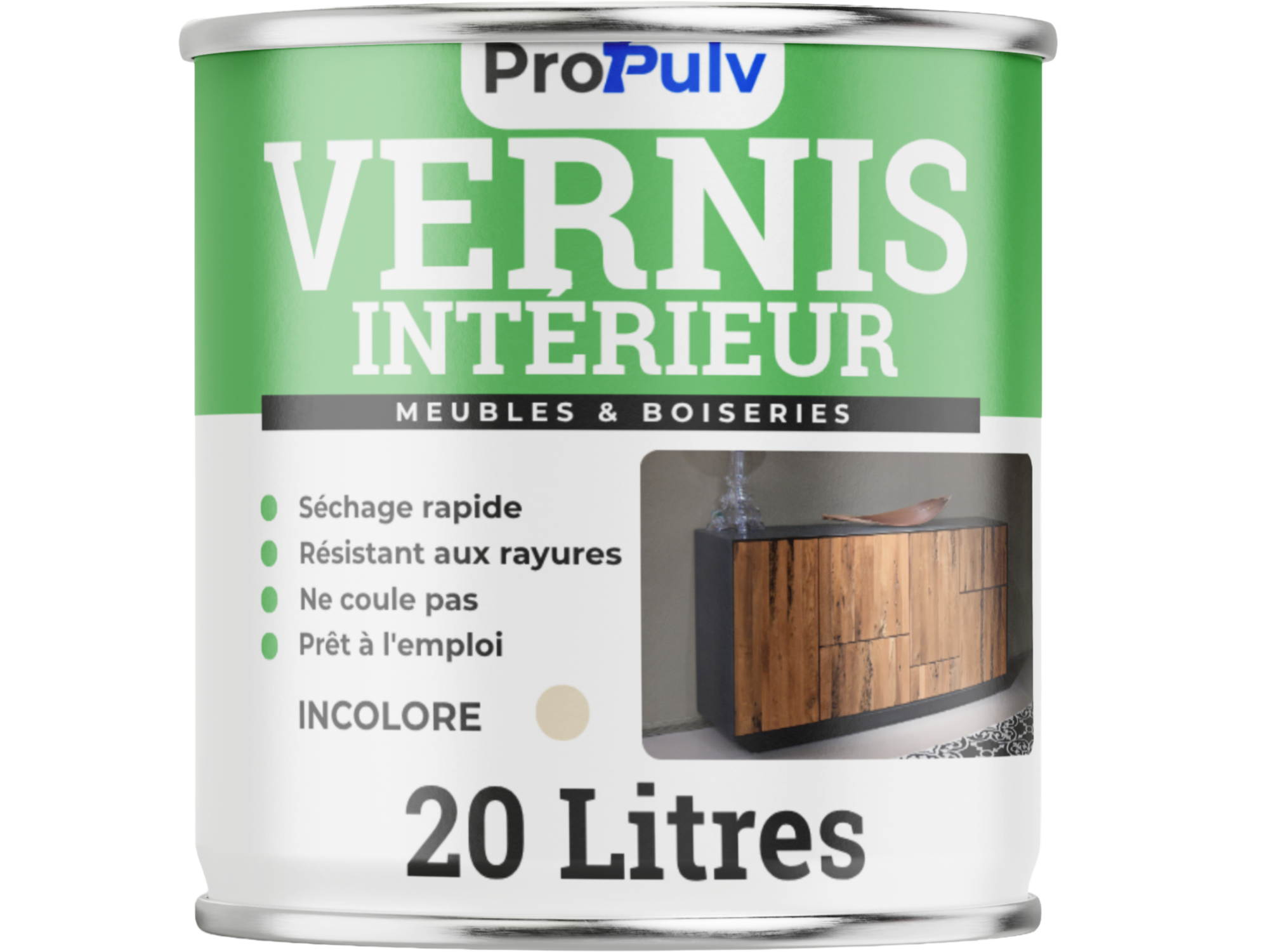 Vernis Intérieur Hydro – Meubles & Boiseries – Anti-taches & Finition Parfaite – Incolore – ProPulv