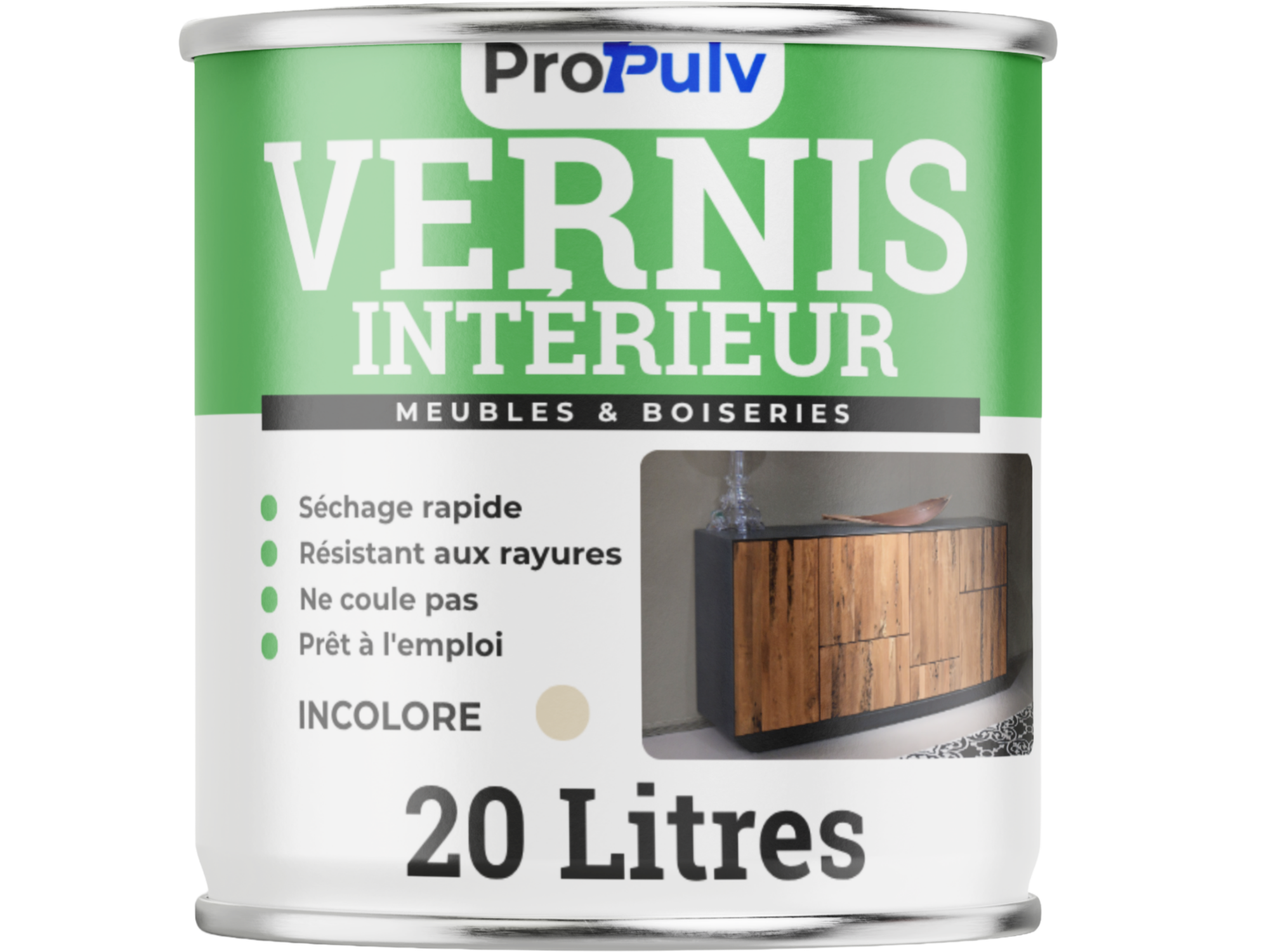 Vernis Intérieur Hydro – Meubles & Boiseries – Anti-taches & Finition Parfaite – Incolore – ProPulv