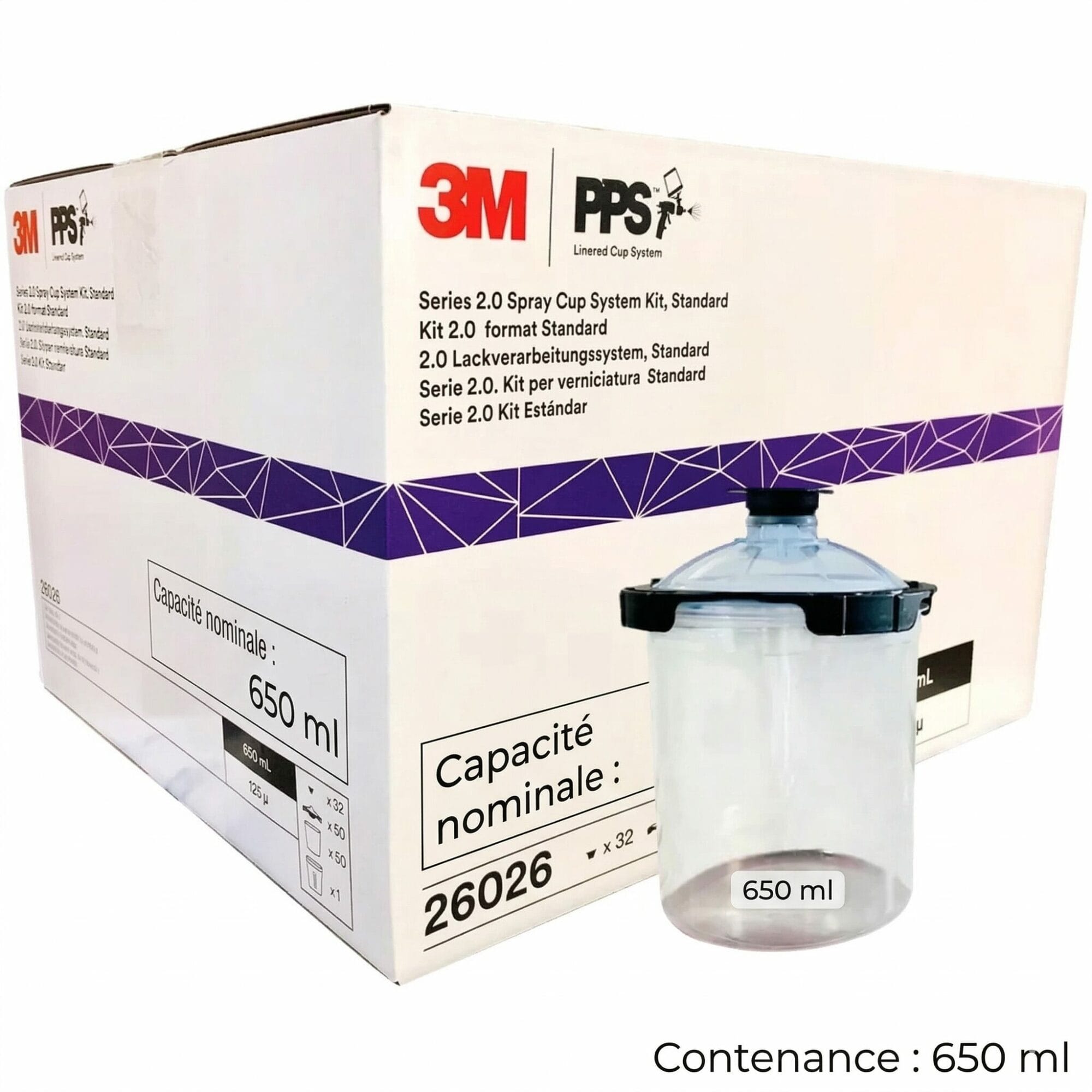 Kit 3M™ PPS™ 2.0 — Système de Godets 650 ml, Filtre 125 µm (x50)