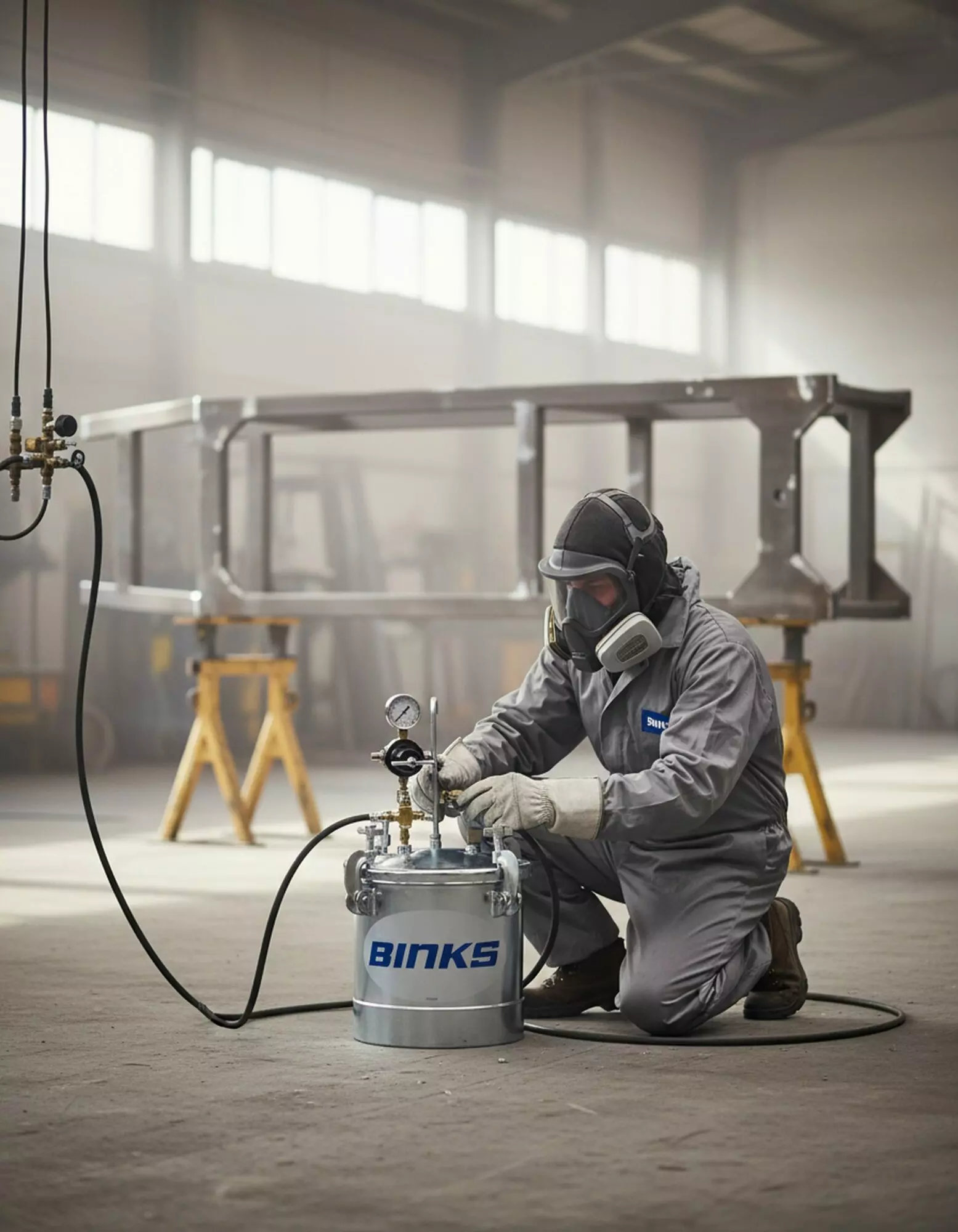 Réservoir sous pression BINKS 10 litres acier zingué - utilisation en atelier