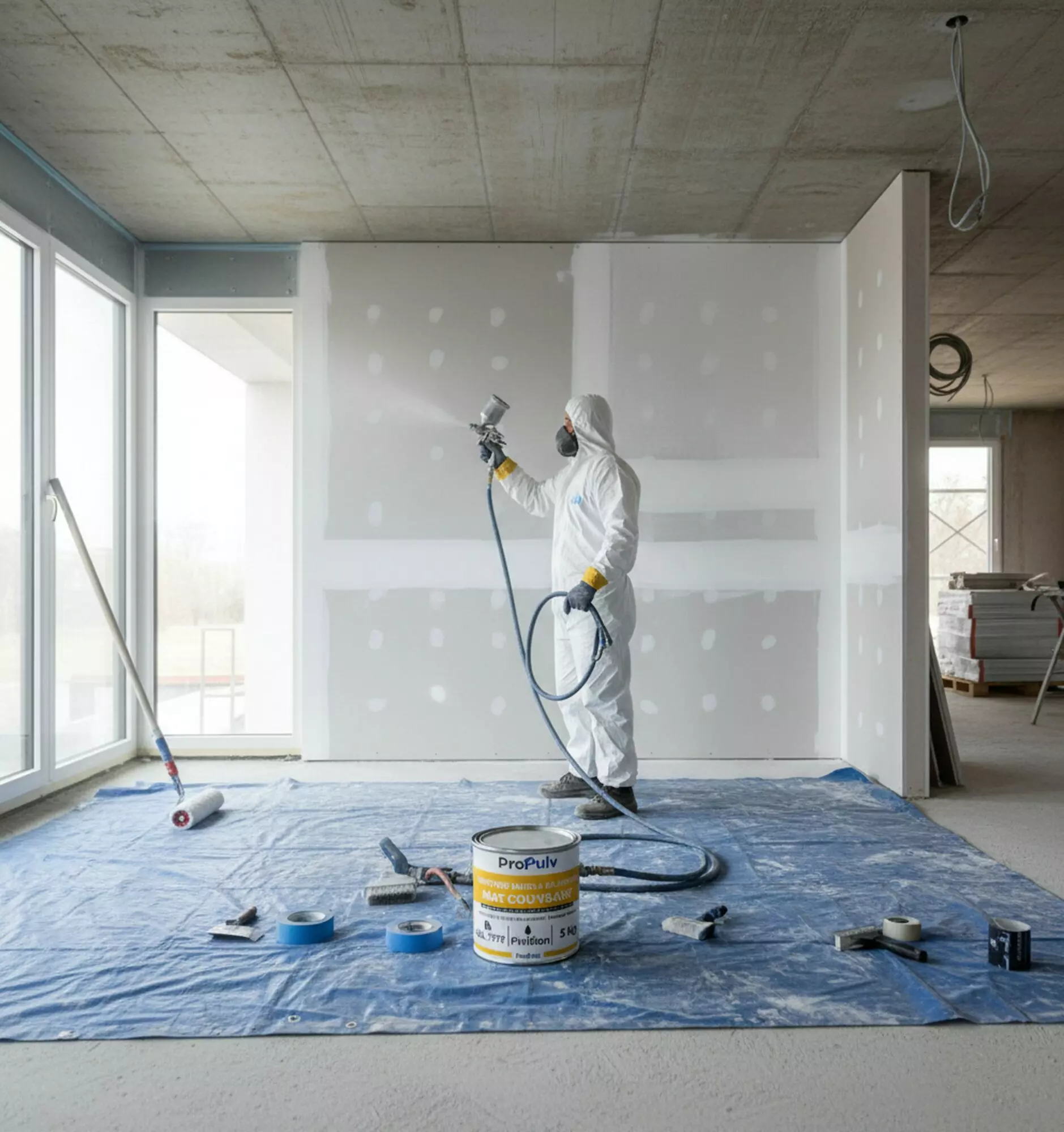 Peinture Acrylique Murs & Plafonds - Propulv (Mat Couvrant) - Intérieur - utilisation en atelier