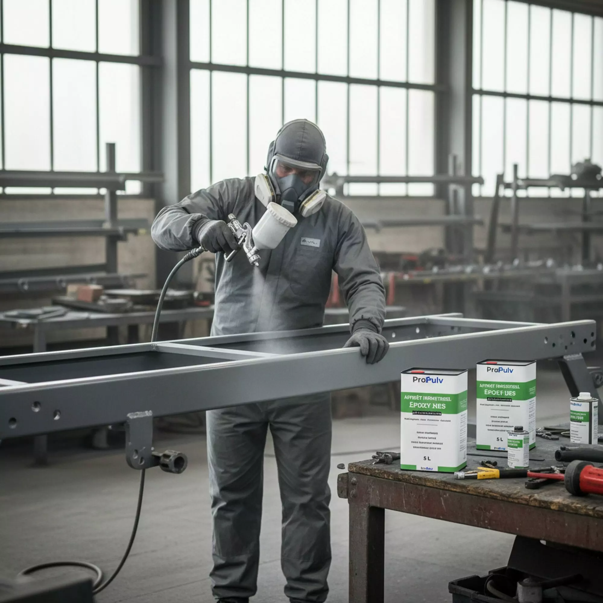 Apprêt Époxy HES - Propulv (Anticorrosion & Adhérence) - Gris - utilisation en atelier