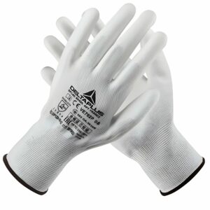 Gants de Manutention Fine - Delta Plus VE702P (Polyester & Polyuréthane) - Blanc