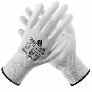 Gants de Manutention Fine – Delta Plus VE702P (Polyester & Polyuréthane) – Blanc