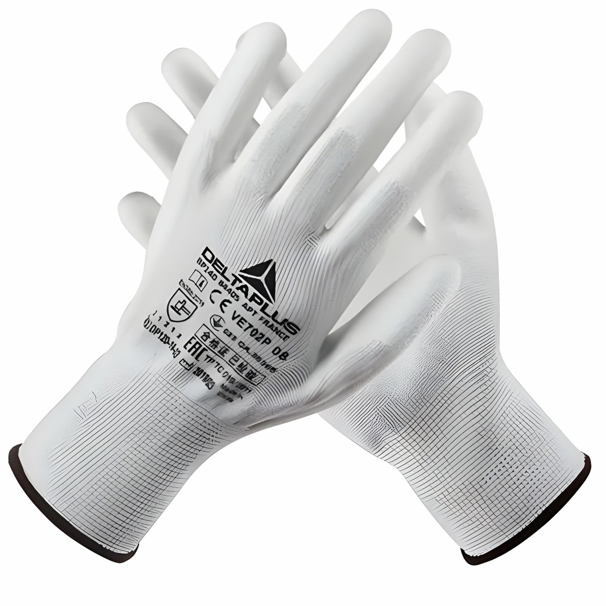Gants de Manutention Fine – Delta Plus VE702P (Polyester & Polyuréthane) – Blanc