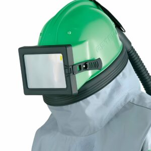 Casque de sablage à vitre rectangulaire
