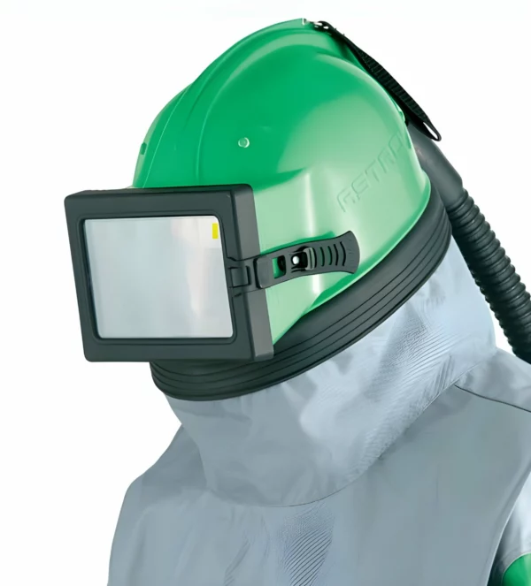 Casque de sablage à vitre rectangulaire