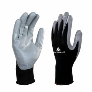 Gants de Manutention Nitrile – Delta Plus VE712GR (Milieu Huileux & Pesticides) – Noir/Gris